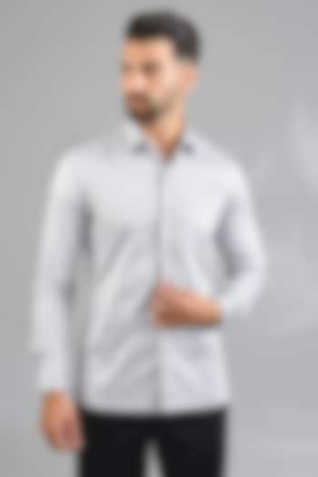 Silver Grey Cotton Party Wear Shirt by Dhruv Vaish at Pernia's Pop Up Shop